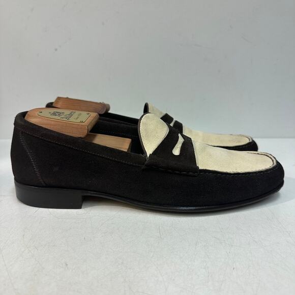 VGUC Tom Ford Brown Cream Suede Penny Loafers Made in Spain EU 8.5 T US 9.5 D main image 4